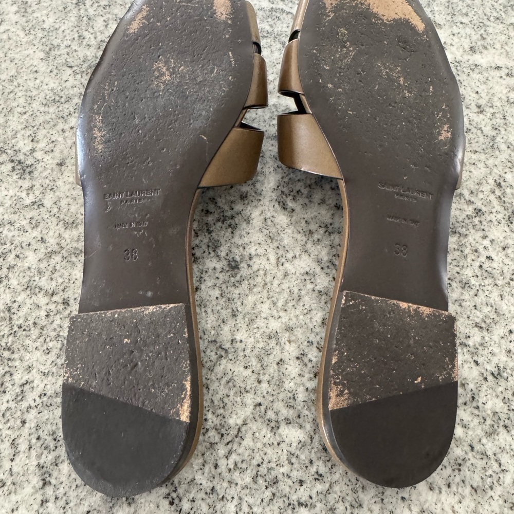 Saint Laurent “Tribute” leather olive green sandals 38 - Picture 6 of 7